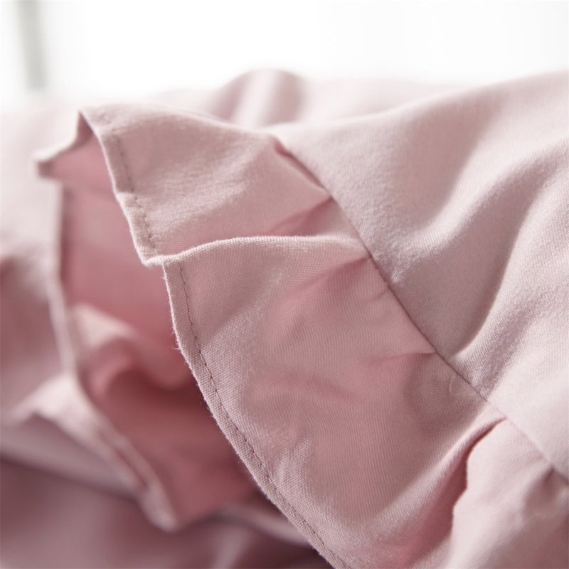 HYPREST Queen Duvet Cover Set- Microfiber Soft Comfortable Farmhouse Aesthetic Ruffled Pink Blush Duvet Cover Bedding Set with Zipper Closure and 4 Corner Ties, Oeko-TEX Certificated (No Comforter) - Image 4